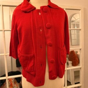 Red Button-Up Cardigan